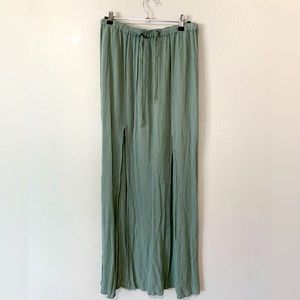 Light green maxi skirt with two front slits from forever 21
